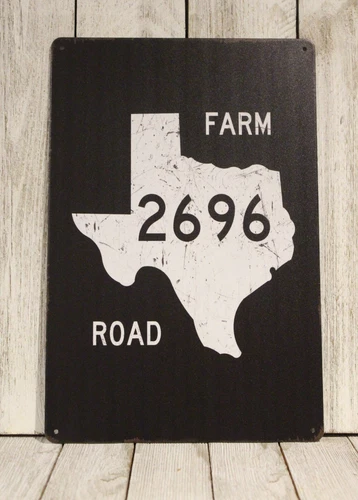 Welcome to Texas Tin Sign Farm Road Replica Vintage Rustic Look State Highway