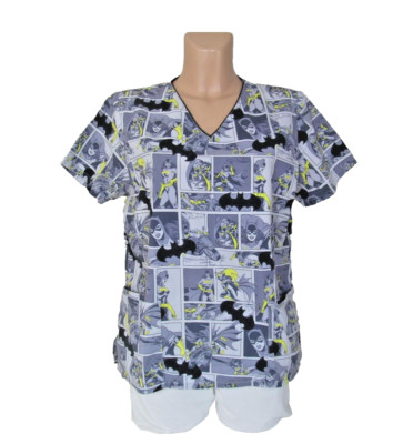 BATWOMAN Size M Scrub Top by D.C. COMICS & WARNER BROS.  V-neck 2 Front Pockets