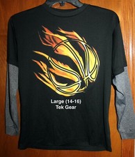 TEK GEAR Boys' Large PERFORMANCE/ATHLETIC T-SHIRT w/ Long Sleeves; Basketball
