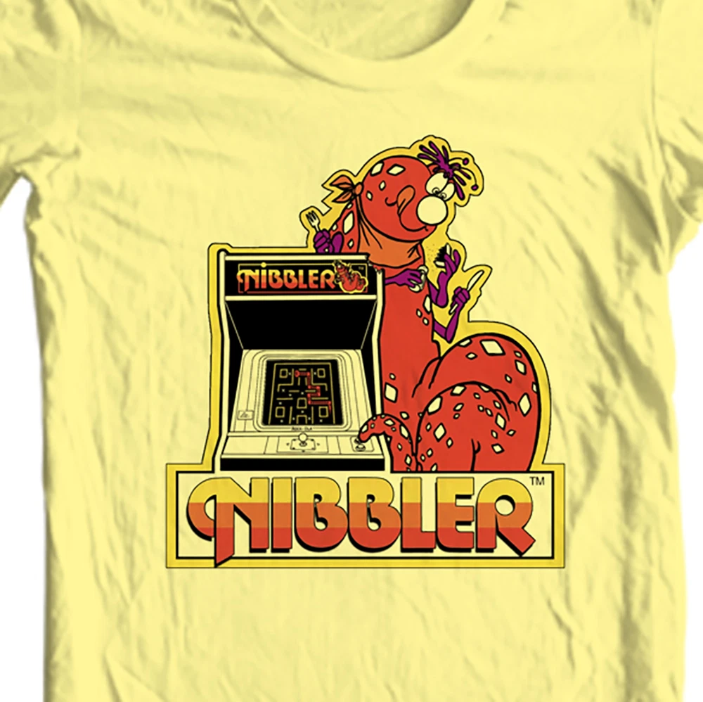 Nibbler T-Shirt Retro Arcade Game Adult Regular Fit Cotton Graphic.
