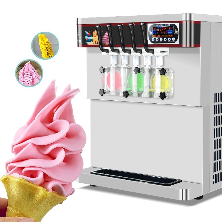 KoliceTabletop 5 flavors softy ice cream maker, 3+2 mixed soft serve ice machine