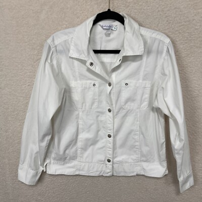FRESH PRODUCE Jacket Womens M White Snap Up Lightweight Pockets Casual Cotton