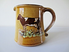 Studio Pottery Milk Jug With Cow Design 11 cm Tall Farmhouse Kitchen VGC
