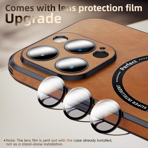 Étui iPhone Magnétique Cuir Luxe Antichoc Magsafe Protection Lentille Verre - Photo 3/16