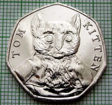 GREAT BRITAIN 2017 50 PENCE, TOM KITTEN, BEATRIX POTTER TALES SERIES, UNC