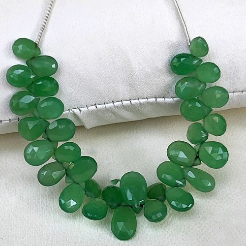 Cuarzo Aventurina Verde Natural 8x6 a 11x7 mm Tamaño Facetado Pera Briolette 4.5" - Imagen 4 de 10