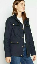 Maine Women's Navy Funnel Neck Waxed Jacket Size 14 Bnwt
