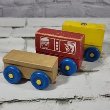Vintage Magnetic Wooden Train Cars Lot of 3