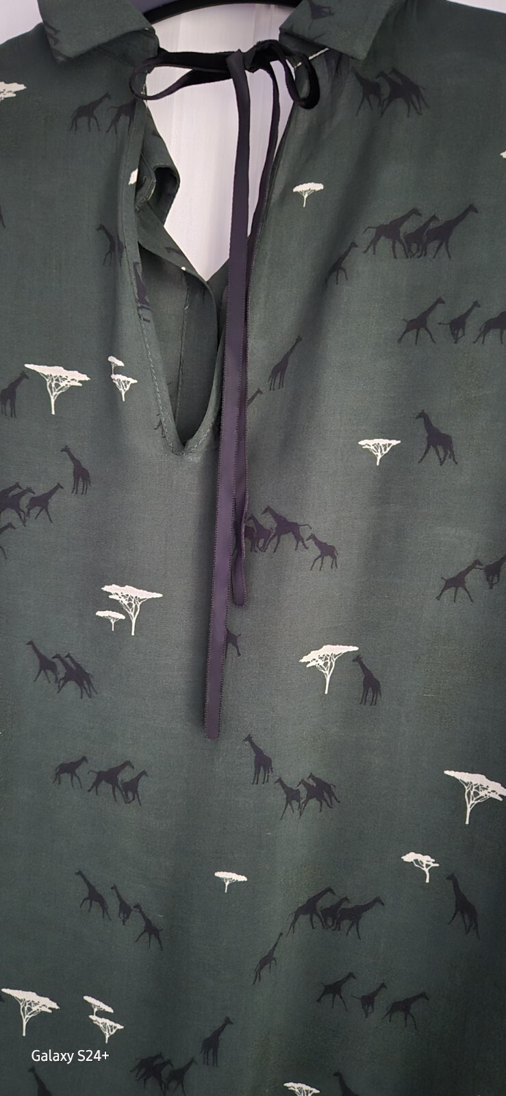 Dark Green Zara Basic(Trees/Giraffe Print)Top/Blo… - image 12