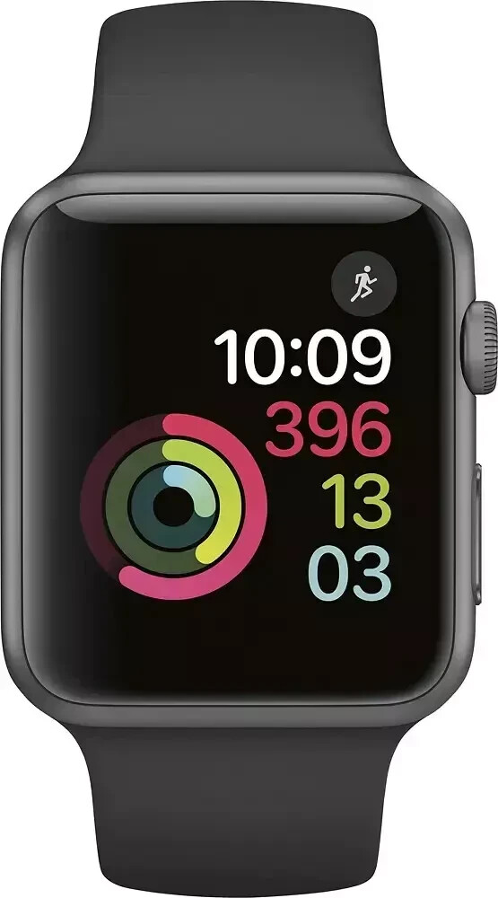 Apple Watch Series 42mm Space Gray Aluminum Case Black Sport Band  MP032LL/A