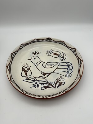 Vintage M Stoltzfus Redware Pottery Shoo-fly Pie Plate Lancaster PA Dutch
