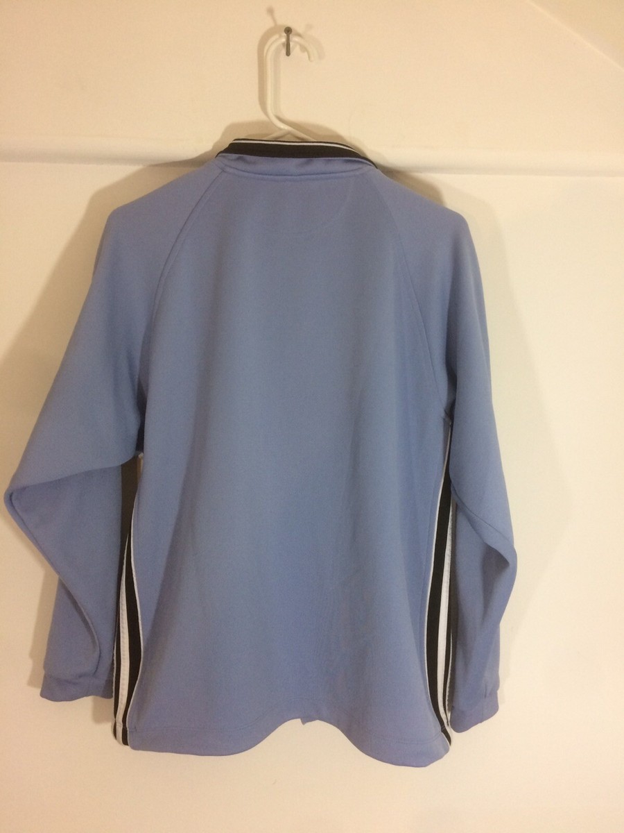 Adidas Long Sleeve Blue and White 1/4 Zip Collar Polyester