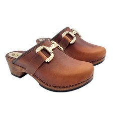 Classic Swedish Clogs Brown with Accessory and Heel 5 cm - G3131 BROWN