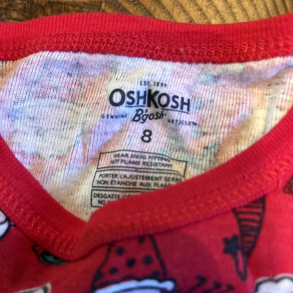 Juego de 2 pijamas Oshkosh Boy Elf rojo vacaciones Navidad talla 8 Foto 4 de 4