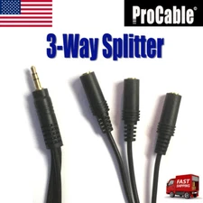 3.5mm Speaker 3 Way Headphone Splitter Converter 1 Male to 3x Female US Seller