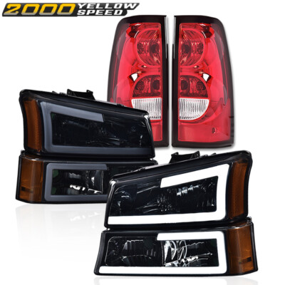 Smoked LED DRL Headlights Bumper Lamps Fit For 03-07