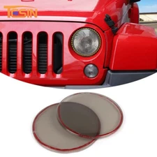 Smoked Black Front Headlight Lamp Guard Trim Cover For Jeep Wrangler JK 2007-18