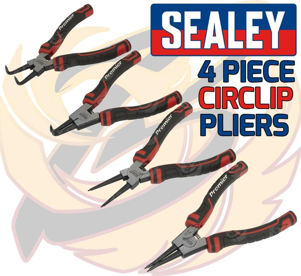 SEALEY 4 PC 7" Circlip Pliers Internal External Bent Nose Straight Tip Snap Ring - Image 2 of 4
