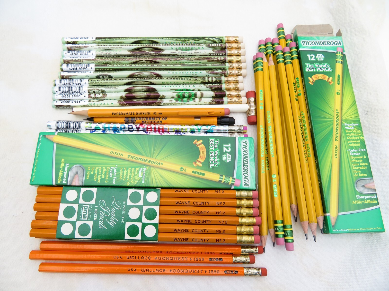 Pencils 55 Estate Lot Assorted Old New Vintage Wallace Dixon Quality Decorative-image