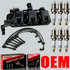 Brand OEM Ignition Coil & Iridium Spark Plug & Wires For Hyundai Kia 2.7L UF498