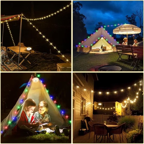 Stringa Luci Campeggio 4 in 1 Solare/USB Ricaricabile Esterno Impermeabile Tenda Lampada - Foto 15 di 18