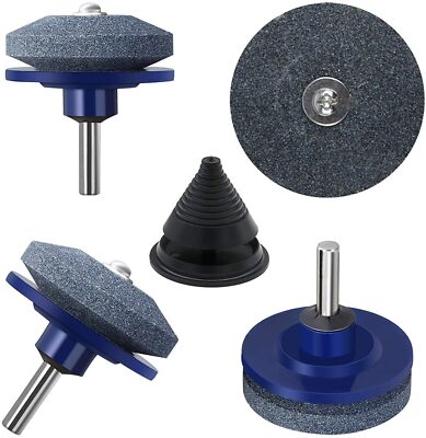 5x Lawn Mower Blade Sharpener & Balancer Kit for Drill Grinder Stone Garden Tool
