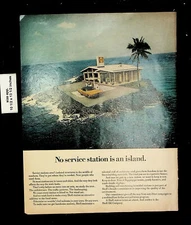 1970 Shell Oil Company Station Car Island Palm Tree Vintage Print Ad 24592