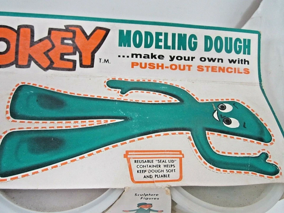 复古罕见 1967 年 Gumby & Pokey 建模面团和模板套装 Chem-Toy — 第 3/4 张图片