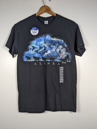 Vintage Alaska Dog Sledding T Shirt Medium Polar Graphic Gardner USA Travel NEW