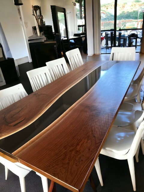 Epoxy dining table, black epoxy table, river epoxy Table, 84