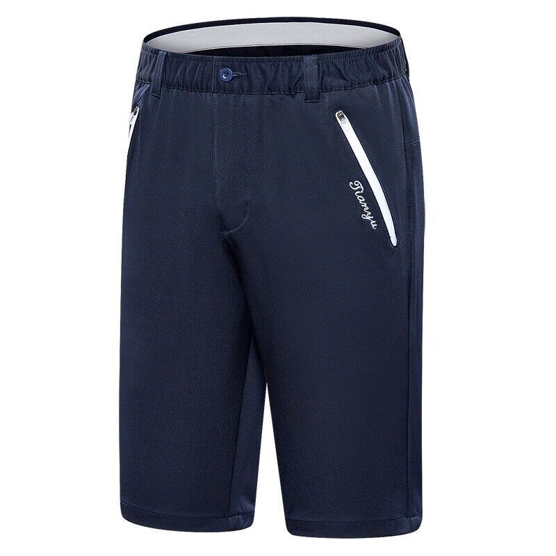 Men Casual Sports Shorts Breathable Zipper Pocket Bottom Elastic Golf Short  Pant