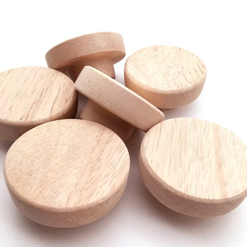 30–50mm Oak Wood Cabinet Drawer Knobs Round Handle Furniture Hardware UK - Image 3 of 4