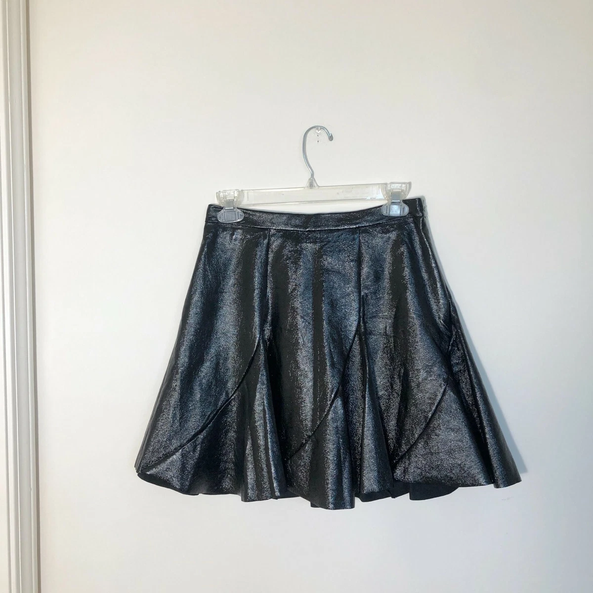 NWT Women s Topshop Idol Faux Leather Black Miniskirt Pleated Size