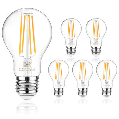 E27 Glühbirne Edison LED Glühlampe 5er Set 6W Birne Retro Filament 800lm 2700K