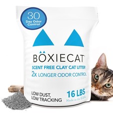 Boxie Unscented 30 Day Odor Control Clumping Clay Cat  Kitty 16 lb, Blue