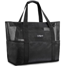 Mesh Beach Bag - Large Waterproof Beach Tote Bag with Zipper, Oversized Folda...