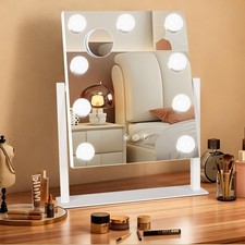 Ratsamee Hollywood Vanity Mirror with Lights, 12" x 14", 9 Dimmable Bulbs, 3 ...
