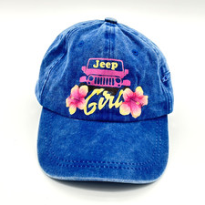 Jeep Girl Baseball Cap Blue Washed Cotton Hat Side Zip Pocket One Size