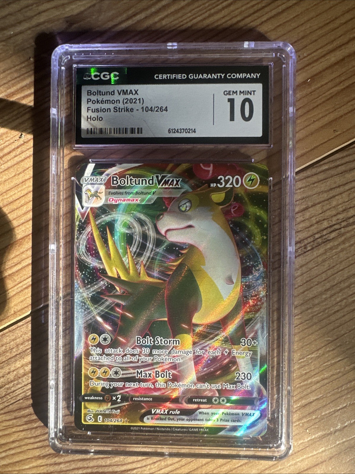 POKEMON Boltund VMAX 104/264: Fusion Strike Holo Full Art CGC 10 Mint