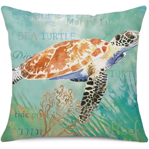 Octopus Squid Pillow Cover Coastal Beach Ocean Animal Starfish Crab Cushion Case - Picture 27 of 89
