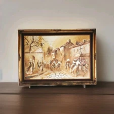 Boris Chezar Sand Oil Painting Original Streetscape 1913-2008 Signed 30×42 OOAk