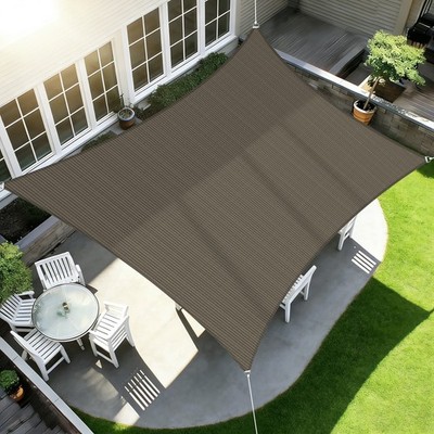 Sun Shade Sail Rectangle Brown Canopy Shelter Cover for Outdoor Yard Garden Pool