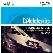 D'Addario EJS60 Stainless Steel Light 5-String Banjo Strings 9-20 