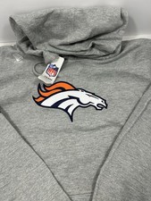 DENVER BRONCOS Men's Grey NFL Apparel Hoodie Hooded Sweatshirt Pullover 2XL NWT