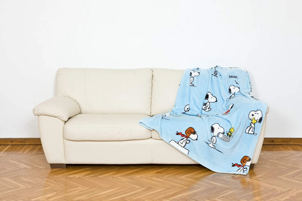 weiche Fleecedecke blaues Snoopy Motiv Maße 130x170 cm Decke ideale für Bett... - Bild 3 von 4