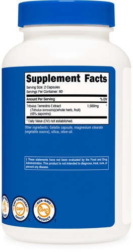 Nutricost Tribulus Terrestris Extract 1500mg, 120 Capsules, 60 Servings, Non-GMO - Picture 5 of 5