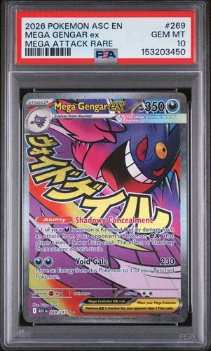 2026 POKEMON ASC EN-ASCENDED HEROES MEGA ATTACK RARE #269 MEGA GENGAR EX PSA 10