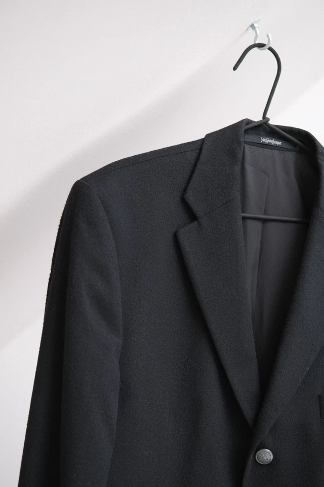 YSL Yves Saint Laurent Vintage Men's Black Wool & Cashmere Blazer Jacket Size 52 - Image 4 of 4