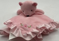 Stepping Stones Pink Bear Flower Floral Edge Baby Lovey Security Blanket Toy
