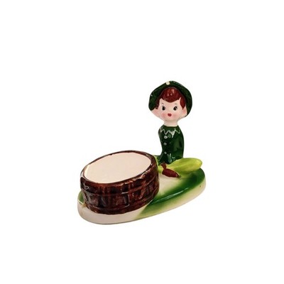 Vintage Enesco Elf Pixie Porcelain Votive Candle Holder Trinket Dish
